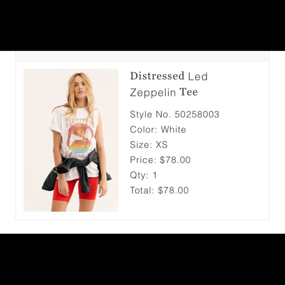 Free people distressed Led Zeppelin T-shirt, XS